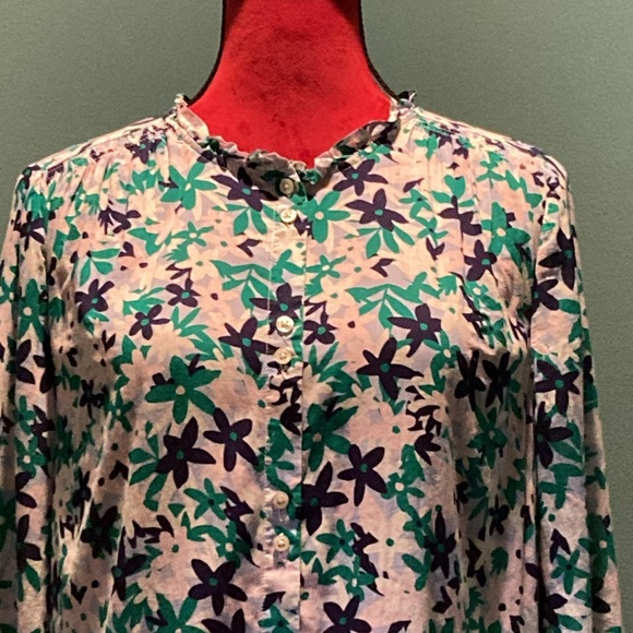 Talbots Blue and Green Cotton Top Size Medium - Picture 3 of 15